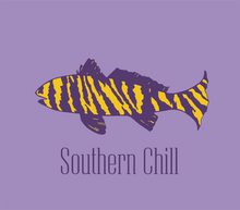 Load image into Gallery viewer, Tiger Fish Purple and Gold Tee Orchid