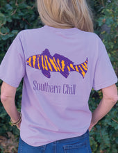 Load image into Gallery viewer, Tiger Fish Purple and Gold Tee Orchid