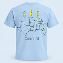 Load image into Gallery viewer, Southern Chill S.E.C. short sleeve tee in chambray - back view