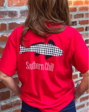 Load image into Gallery viewer, Houndstooth Fish Pocket Tee Red