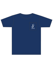 Load image into Gallery viewer, Navy and Orange Tiger Fish Pocket Tee Navy