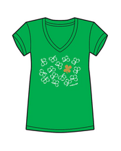 Load image into Gallery viewer, Lucky Chill Ladies V-Neck Tee Green - front
