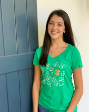 Load image into Gallery viewer, Lucky Chill Ladies V-Neck Tee Green - back
