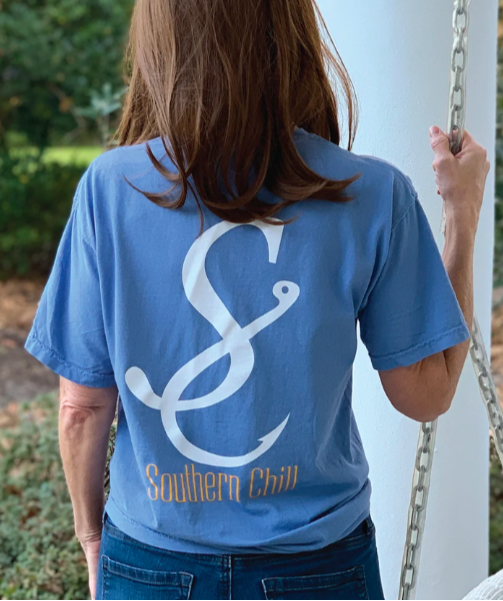 Logo Short Sleeve Pocket Tee - Washed Denim - front