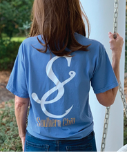 Load image into Gallery viewer, Logo Short Sleeve Pocket Tee - Washed Denim - front

