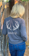 Load image into Gallery viewer, Antlers Graphite Long Sleeve Tee - front
