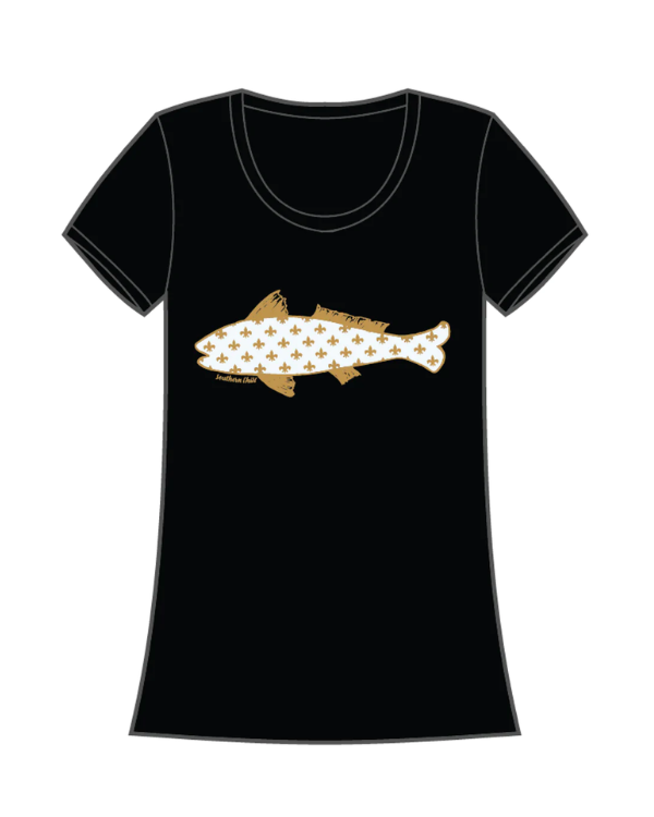 Fleur De Lis Fish Scoop Neck Tee - Ladies - front