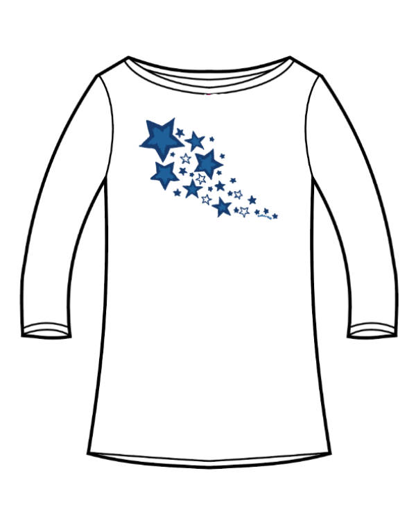 Starburst 3/4 Sleeve Boat Neck Tee - front