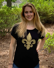 Load image into Gallery viewer, Fleur De Lis Ladies' Black Dolman - back
