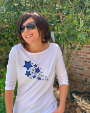 Load image into Gallery viewer, Starburst 3/4 Sleeve Boat Neck Tee - back
