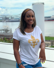Load image into Gallery viewer, Fleur De Lis Ladies' White Dolman - back

