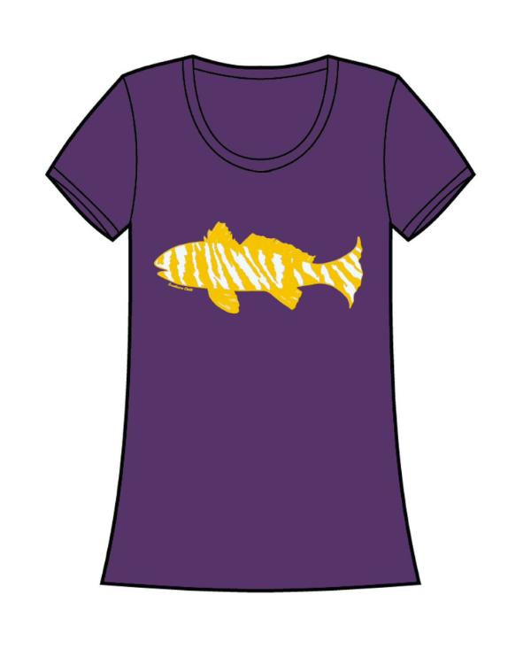 Tiger Fish Ladies Scoop Neck Tee Purple - Ladies - front