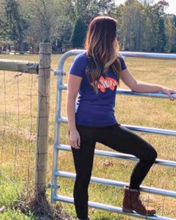 Load image into Gallery viewer, Navy and Orange Tiger Fish Ladies Scoop Neck Tee Navy - Ladies - back
