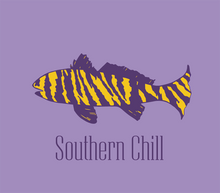 Load image into Gallery viewer, Tiger Fish Purple and Gold Tee Orchid
