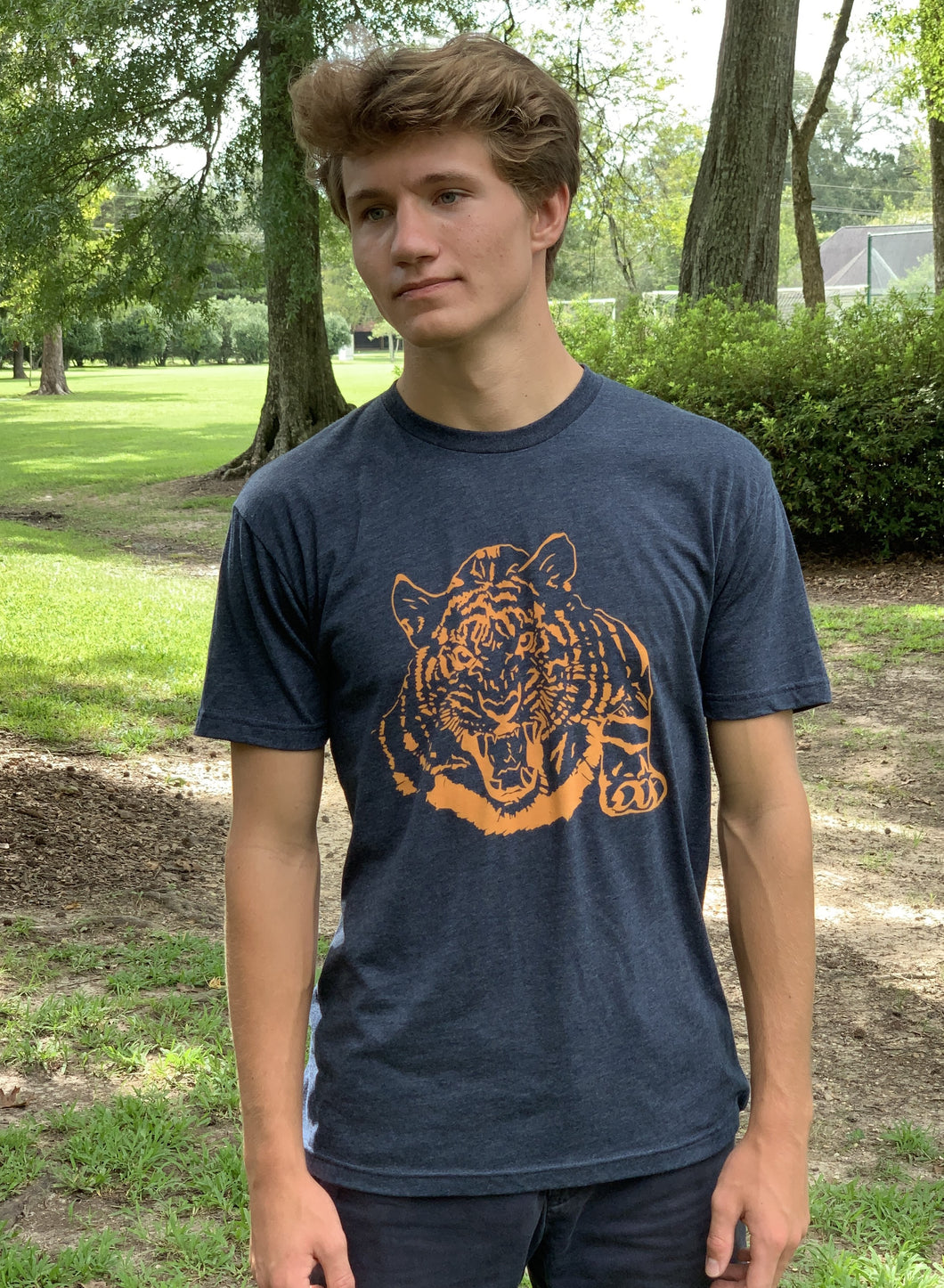 Tiger Claw Short Sleeve Tee Navy and Orange - Midnight