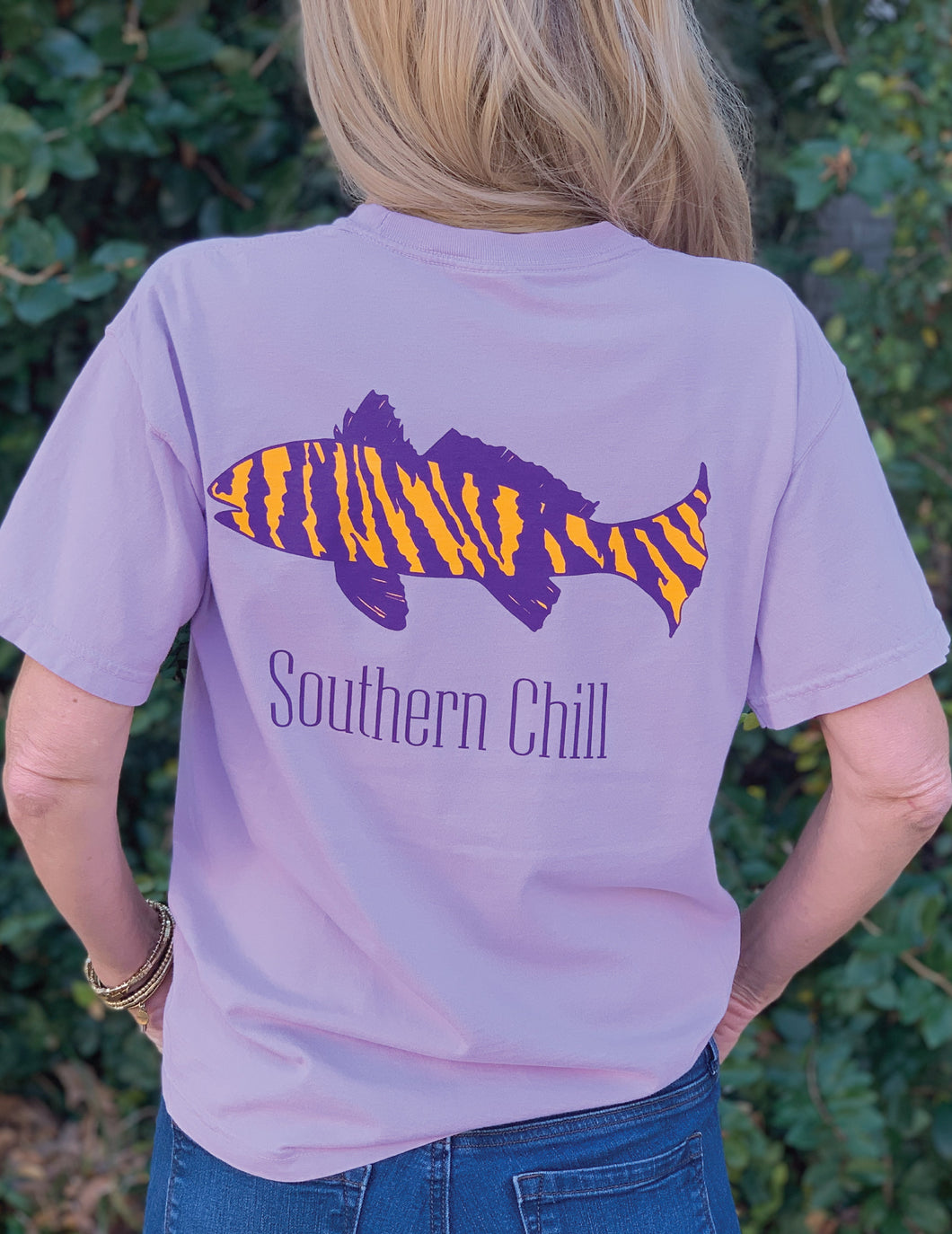 Tiger Fish Purple and Gold Tee Orchid