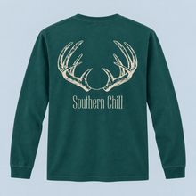 Load image into Gallery viewer, Antlers Long Sleeve Tee Blue Spruce - back
