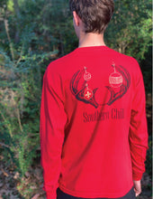 Load image into Gallery viewer, Southern Chill Long-Sleeve Holiday Antlers Tee Red - front
