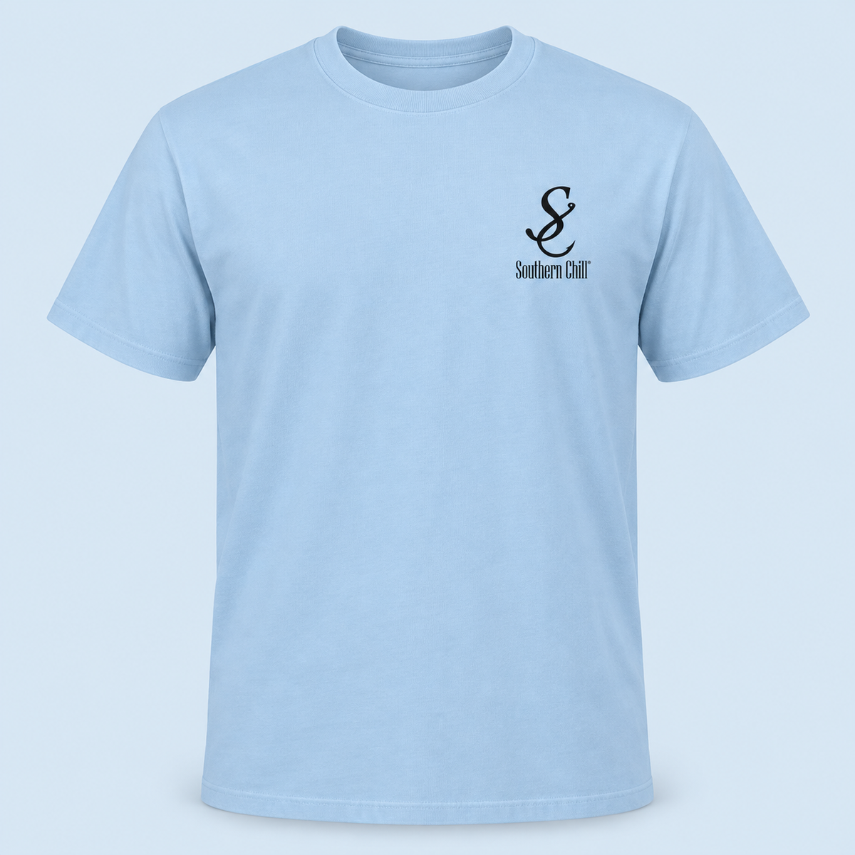 Southern Chill S.E.C. short sleeve tee in chambray - front view