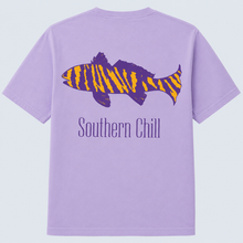 Load image into Gallery viewer, Tiger Fish Purple and Gold Short Sleeve Tee - Orchid - back
