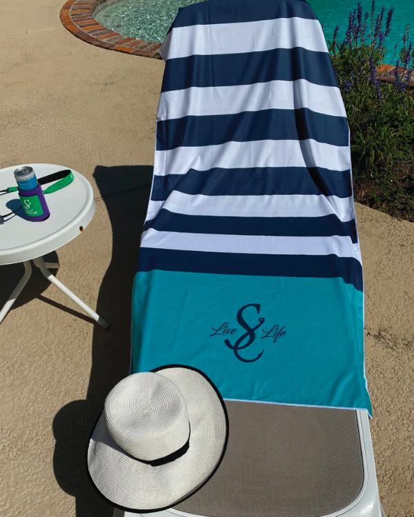 Live Life So Chill Striped Beach Towel