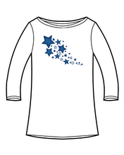 Load image into Gallery viewer, Starburst 3/4 Sleeve Boat Neck Tee
