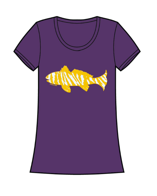 Purple Tiger Fish Ladies Scoop Neck Tee Purple - Ladies