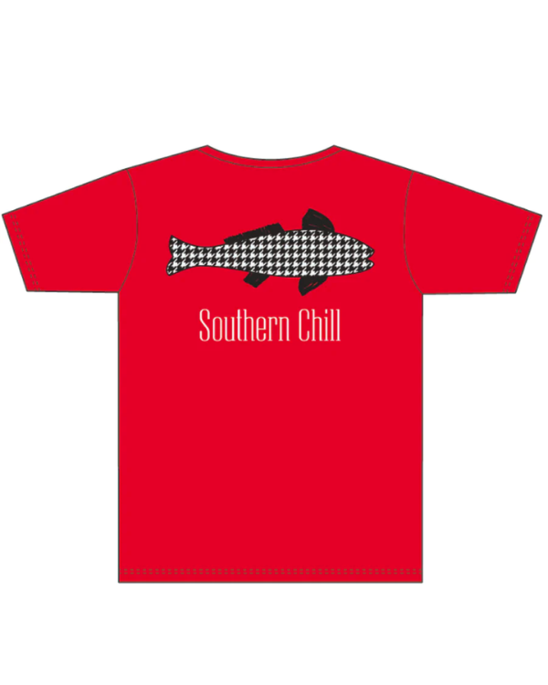 Houndstooth Fish Pocket Tee Red